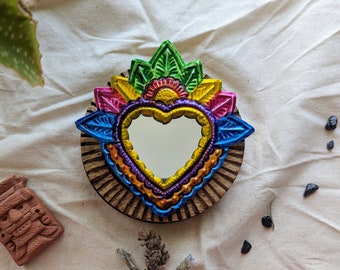 Mini heart mirror , handmade decor