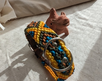 Dog collar leather handmade-small 35 cm-embroidered chihuahua collar