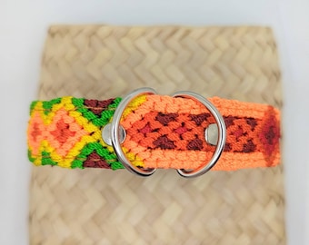 Handmade Embroidered Dog Collar -Extra small 30 cm- Rainbow Mexican Pet Collar