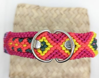 Handmade Woven Dog Collar- small 35 cm -Embroidered Mexican Leather