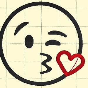 Kiss Emoji Applique Embroidery Design