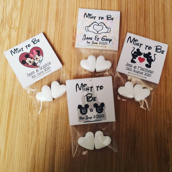 Gorgeous Personalised Disney Mint to Be Wedding Favours Pack of 25 - Choose from 4 Designs!
