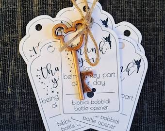 Personalised Disney Theme Thank You for Being Part of Our Day Bottle Opener Keys and Tags pack of 10