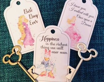 Personalised Watercolour Inspired Disney Theme Bottle Opener Keys Pack of 10 - Perfect for Weddings, Anniversaries and Engagements!