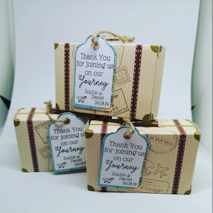 Personalised Vintage Wedding Suitcases with Personalised Tags and Sweetie Filling!