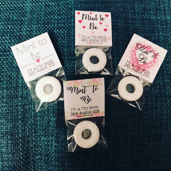 Mint to Be Polo Mint Wedding Favours Pack of 25 Personalise with Name and Date