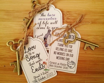 Chiavi apribottiglie a tema Disney con targhette personalizzate - confezione da 10 - perfette per matrimoni, addii al nubilato, anniversari e fidanzamenti!