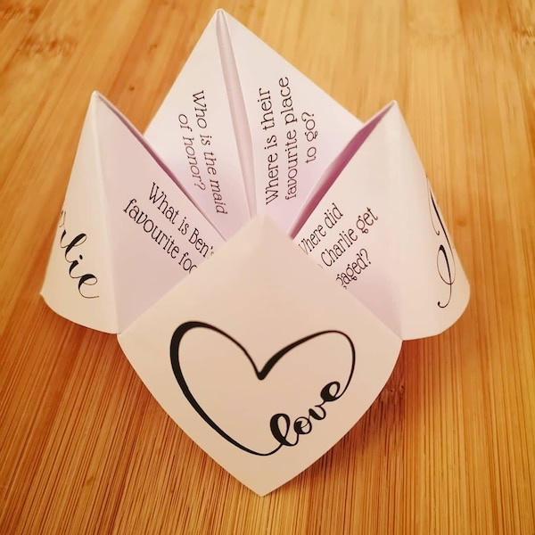 Personalised Wedding Fortune Tellers pack of 10