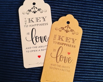 The Key to Happiness Wedding Favour Tags Only Pack of 50