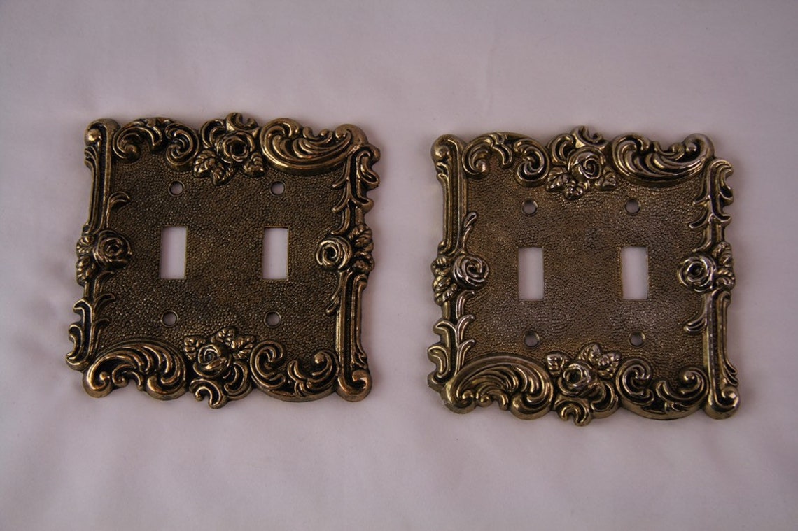 Vintage Gold Decorative Switch Plates Set of 2 Etsy