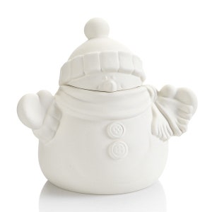 CLEARANCE 4091 Snowman  Cookie Jar 9H x 9.5W, unpainted, perfect gift, anniversary gift