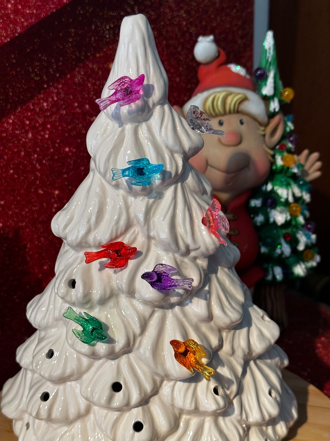 Large Bird Lights Ceramic Christmas Tree Lights Pottery Etsy