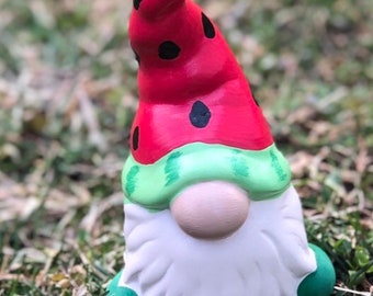 ON SALE Rolly Polly Watermelon Garden Gnome, ceramic pottery, modern gnome, garden gnome, custom