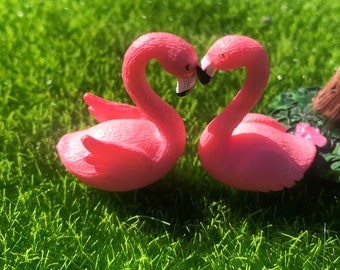 Fairy garden miniature two flamingos, Fairy garden accessories,   accents, miniature garden, terrarium accents