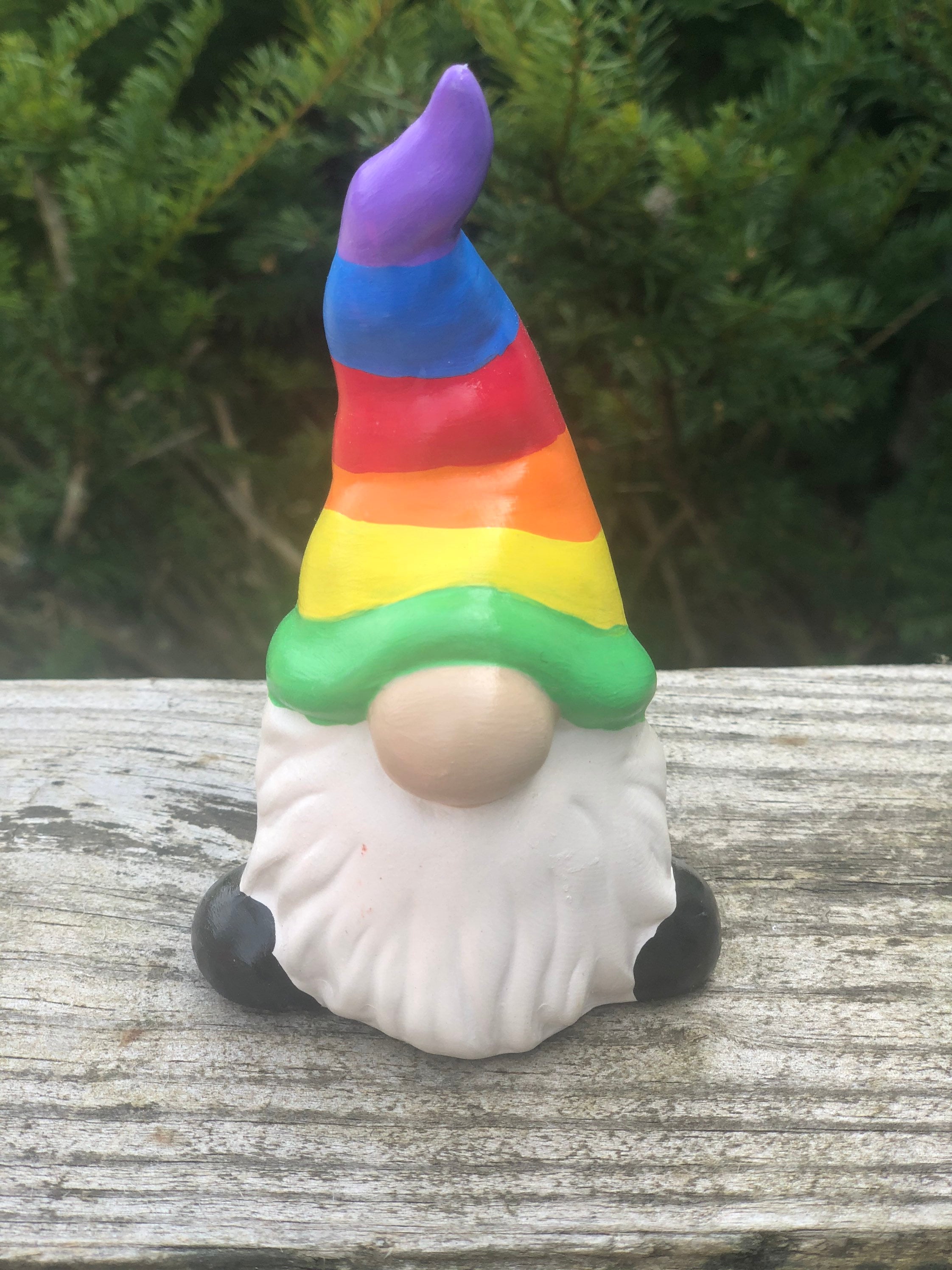 ON SALE Rolly Polly Rainbow Garden Gnome ceramic pottery Etsy