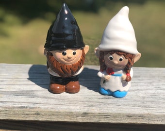 5” Gnome couple Custom painted or diy , craft kit, perfect gift, paint your own pottery