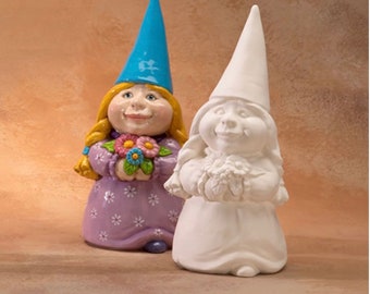 SALE 12” Woman Gnome Custom painted or diy , craft kit, unfinished or custom order, paint your own pottery