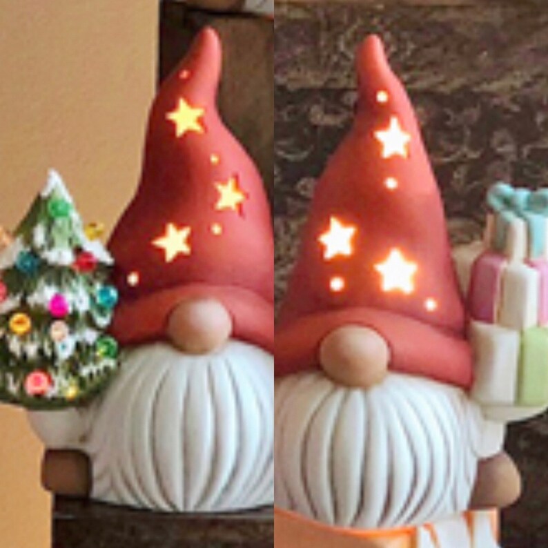 SALE 6 Ceramic Gnome With Christmas Tree or Gifts Custom Etsy