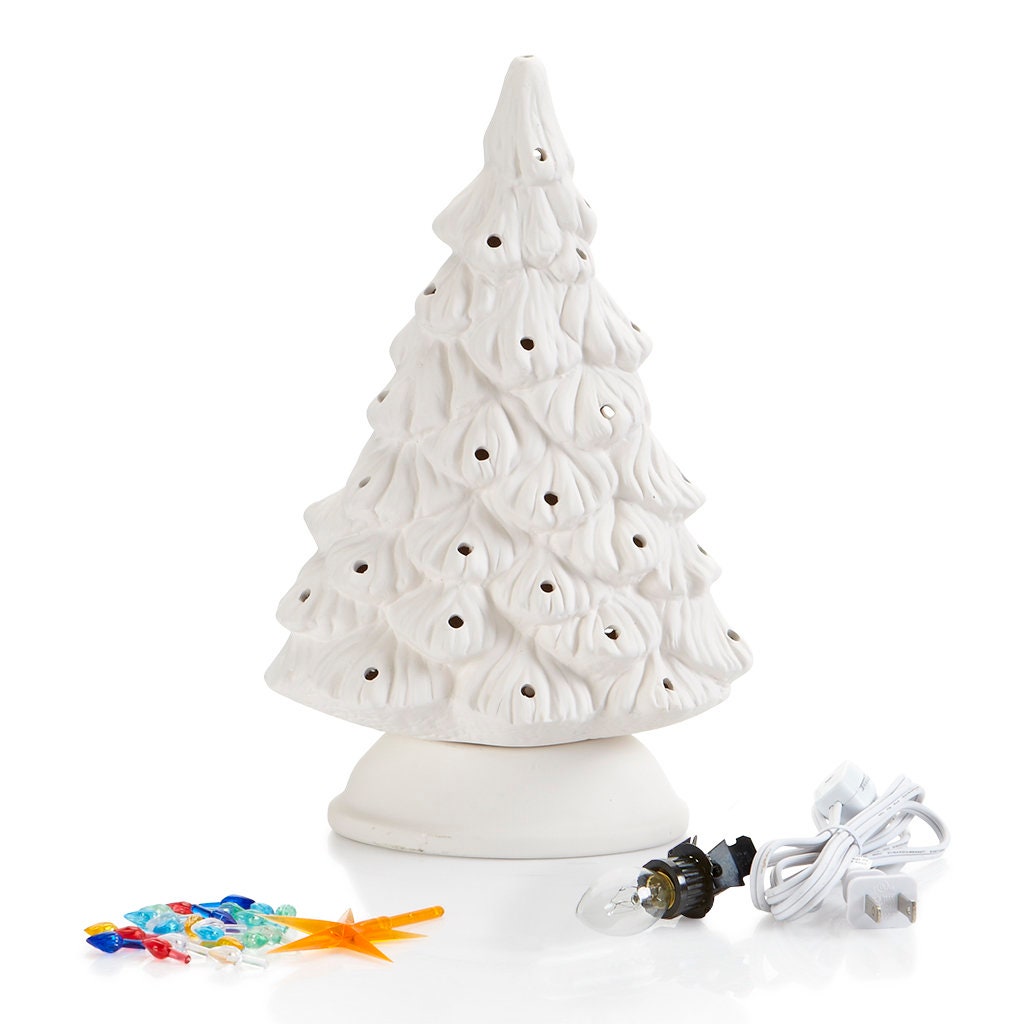 Snowman Light up Christmas Tree 11 Ceramic Bisque, Ready to Paint