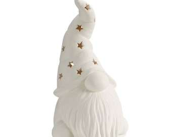 CLEARANCE 5342 Tall Hatted Gnome Lantern 8.75H x 5W, unpainted, perfect gift, anniversary gift