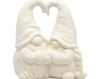 CLEARANCE 5390 Mr. & Mrs. Gnome 6.75H x 6.5W, unpainted, perfect gift, anniversary gift