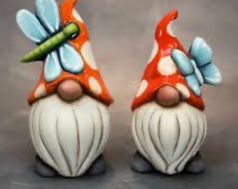 ON SALE Rolly Polly 5.75” set of Two Garden Gnomes for turtles,painted or diy, 70 colors, ceramic pottery, modern gnome, garden gnome,custom