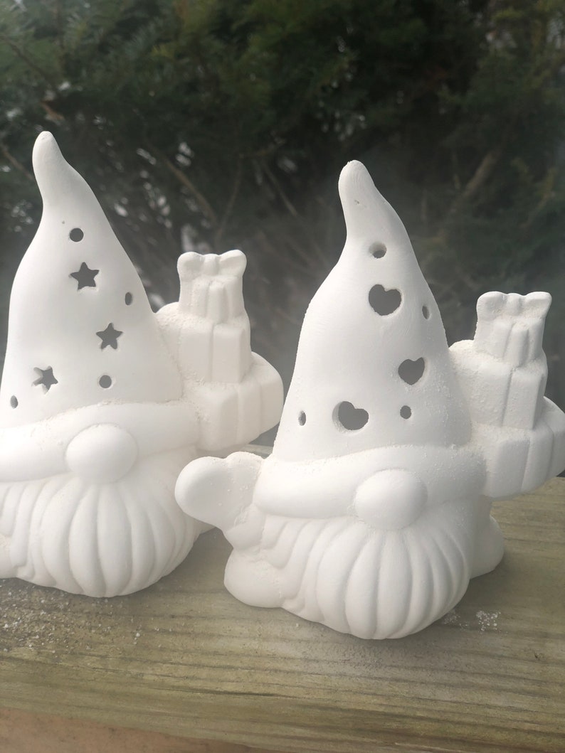 SALE 6 Ceramic Gnome with Christmas Tree or Gifts custom Etsy