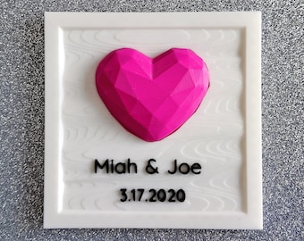 Custom 3D Couple's Name Sign, Heart Plaque, Valentines Day Gift, Personalized Name Sign, Anniversary Wedding Date Sign, Couples Gift
