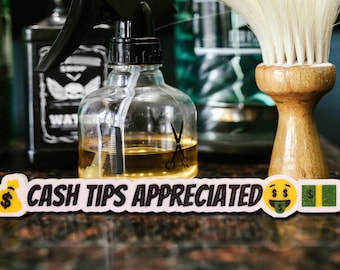 3D Cash Tips Appreciated Sign, Cash Tips Appreciated sign for Barber, Salon, Artist, Driver, Make-Up, Nails, Hair, Bar, Decor
