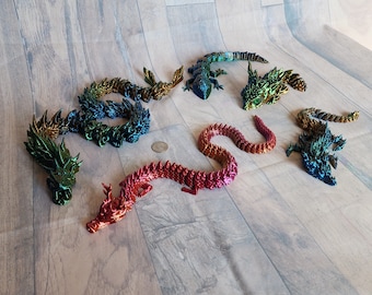 Articulating Dragons 3D Printed Toys Fidget Sensory Dragon
