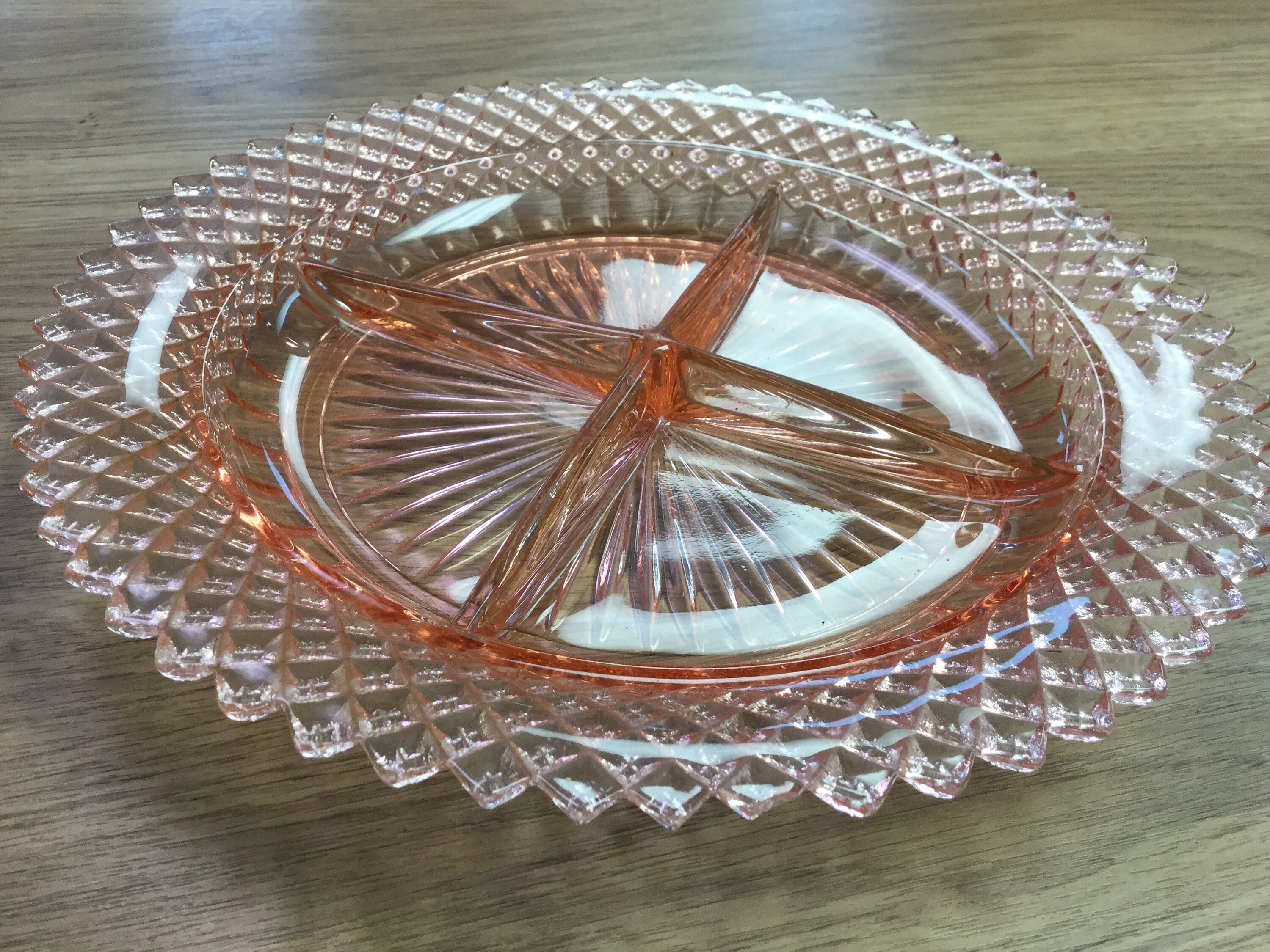 Pink Dépression Glass Serving Dish Etsy