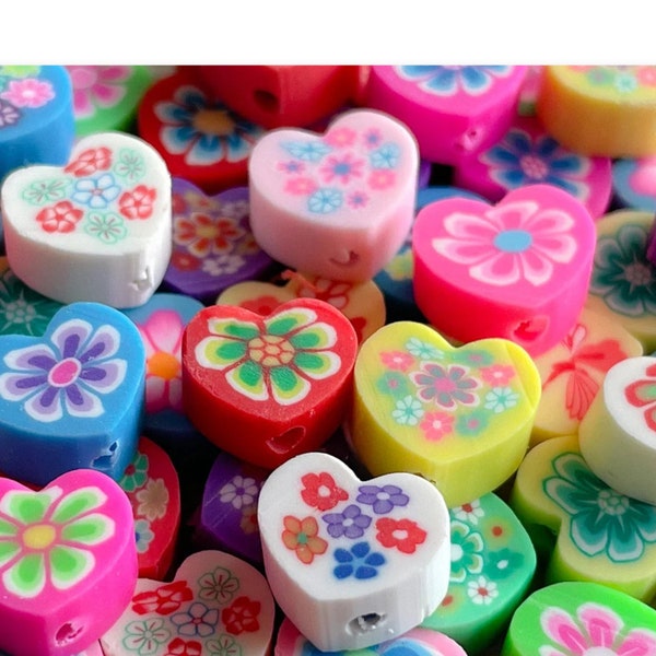 FREE GIFT! 50-100Pcs, Polymer Clay Heart Beads, Heart Beads, Mixed Color Heart Beads, Jewelry Making Beads, Kids Crafting Beads, 5mm