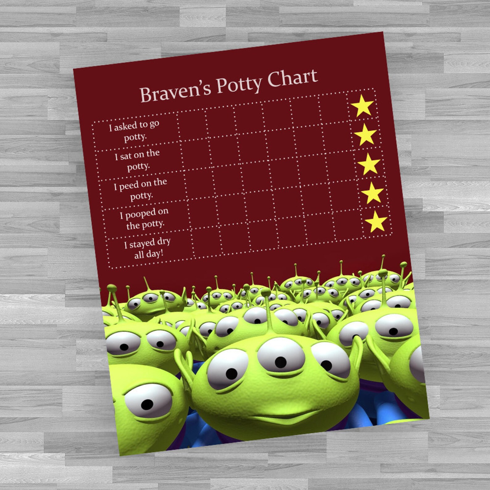 Buzz Lightyear Potty Chart