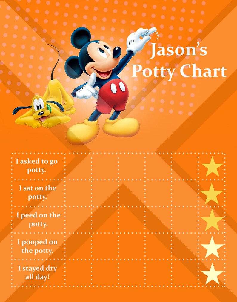 Printable Potty Chart Disney's Mickey Mouse Toddler | Etsy