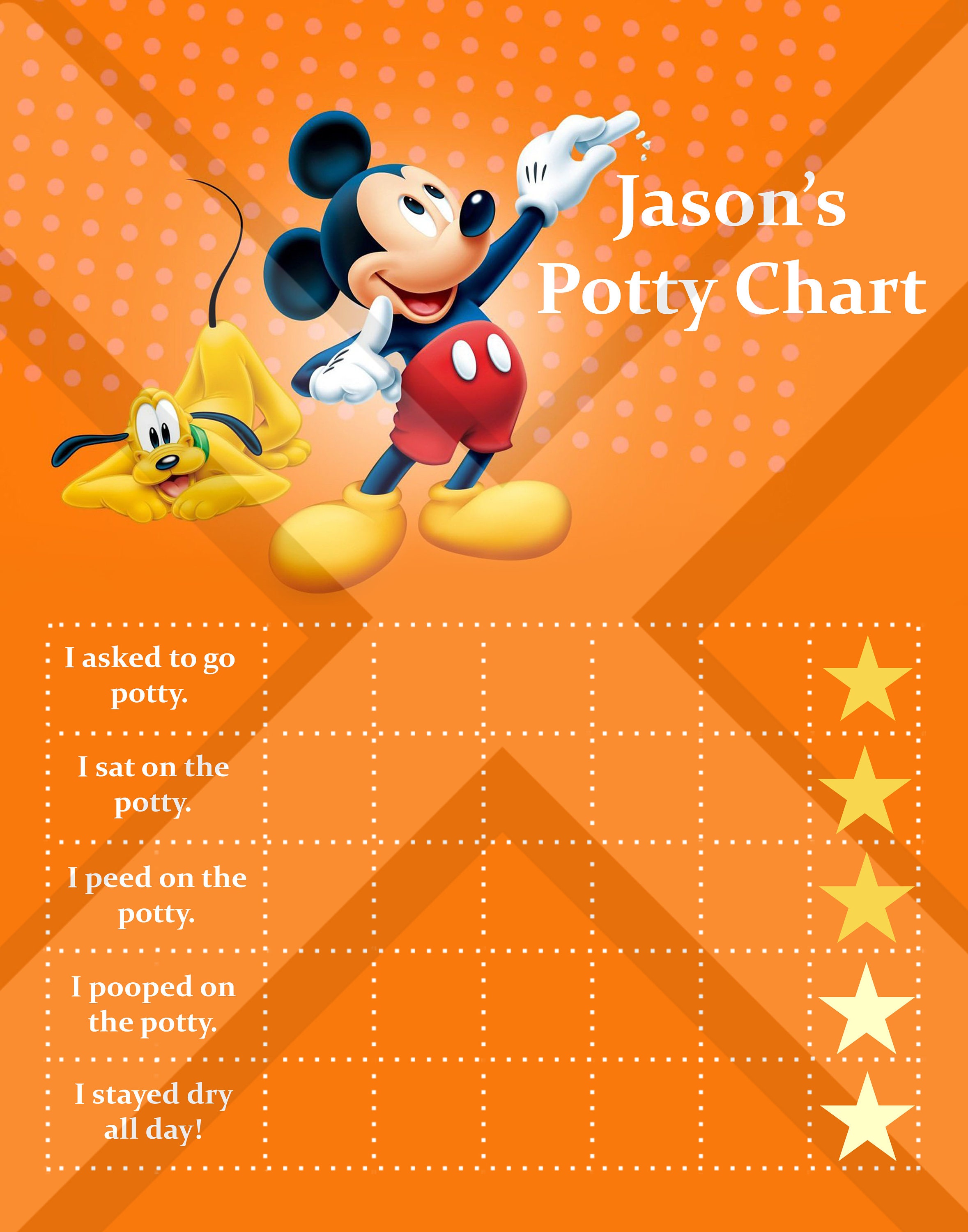 Printable Potty Chart Disney's Mickey Mouse Toddler | Etsy
