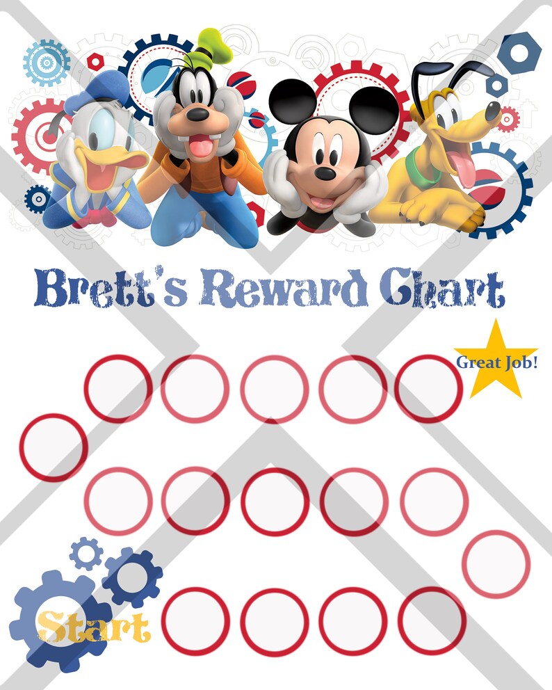 Printable Reward Chart Disney's Mickey Mouse and Friends Etsy