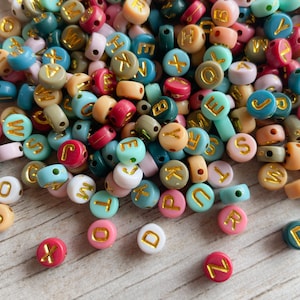 FREE GIFT! 200-400 pcs, Gold Mixed Color Letter Beads, Gold Letter Beads, Acrylic Alphabet Letter Bead, Personalized Beads, Alphabet Beads