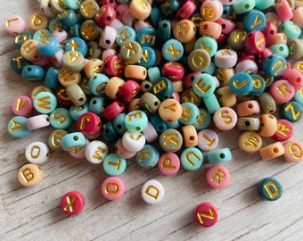 FREE GIFT! 200-400 pcs, Gold Mixed Color Letter Beads, Gold Letter Beads, Acrylic Alphabet Letter Bead, Personalized Beads, Alphabet Beads