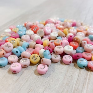 Mixed Color Letter Beads, 100-200 pcs, Silver Letter Beads,  Acrylic Alphabet Beads, Alphabet Beads, Letter Crafting