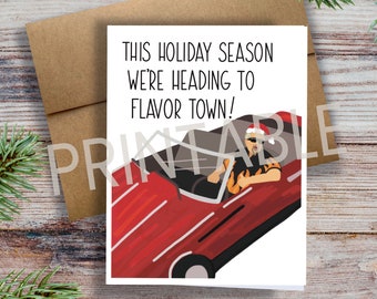 PRINTABLE Funny Guy Fieri Christmas Card Flavor Town Holiday Card for food lovers foodies