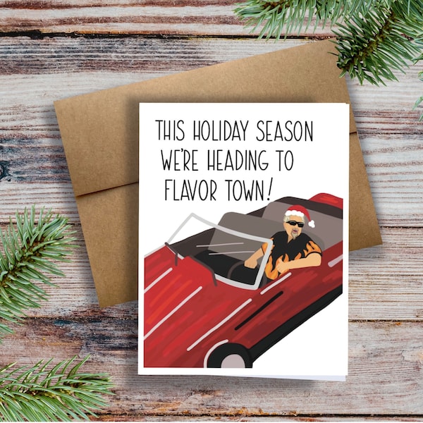Funny Guy Fieri Christmas Card Flavor Town Holiday Card for food lovers foodies