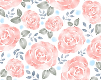 Pastel pink watercolor roses background | flowers wallpaper | floral digital download | light pink flowers scrapbook paper | printable paper