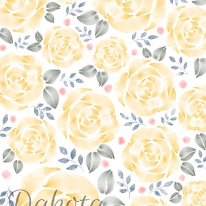 Pastel yellow watercolor roses background | flowers wallpaper | floral digital download | yellow flowers scrapbook paper | printable paper