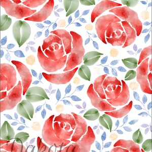 Rose watercolor pattern printable scrapbook paper | flowers wallpaper | floral digital download | red rose flowers pattern | printable paper