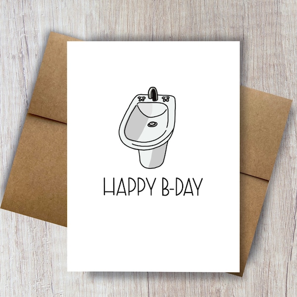 Funny happy bidet birthday card | bidet toilet funny greeting card | funny birthday card for brother sister friend | adult birthday cards