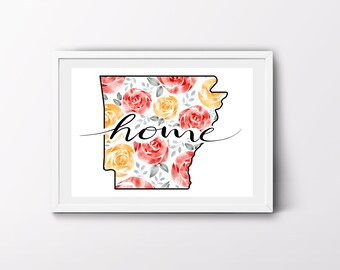 Arkansas Watercolor | Arkansas home decor | Arkansas art print | Midwest home | AK gift | housewarming | native Arkansas | wildflowers art