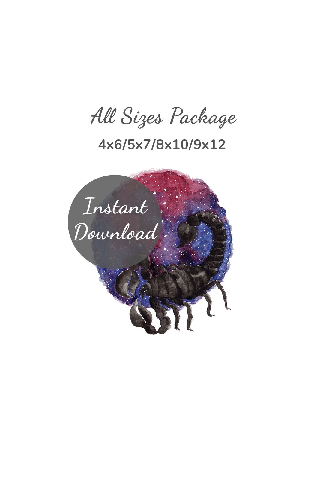 Scorpio | Watercolor Printable Package | Instant Download | 4x6 5x7 ...