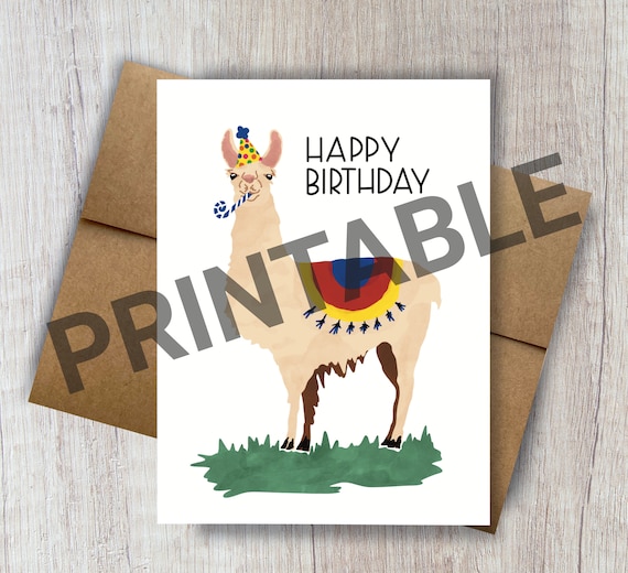 PRINTABLE Funny Llama Birthday Card Cute Llama Birthday Card - Etsy