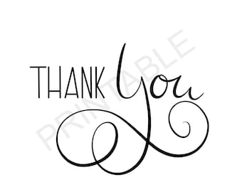 Thank You script clip art | printable thank you text | thank you lettering | hand lettered clip art | thank you digital png brush script