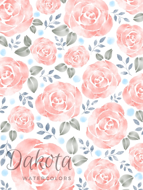 Pastel Pink Watercolor Roses Background Flowers Wallpaper Floral Digital  Download Light Pink Flowers Scrapbook Paper Printable Paper 